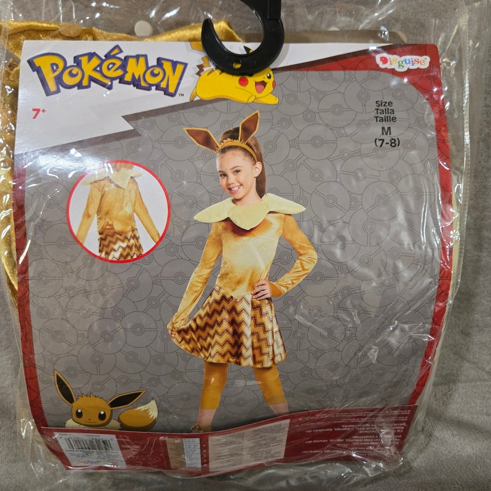 Pokemon Eevee Costume Girls Medium 7-8 Deluxe Halloween Dress Up Anime Cosplay
